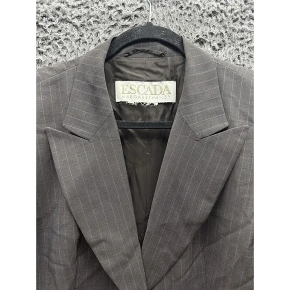 Escada Margaretha Ley Vintage Gray 90's Pinstripe Blazer Oversize L/XL‎